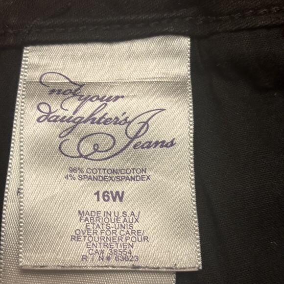 NYDJ Black Denim Skirt Size 16W 5-Pocket Fly Button Belt Loops Back Slit USA EUC - Picture 3 of 16